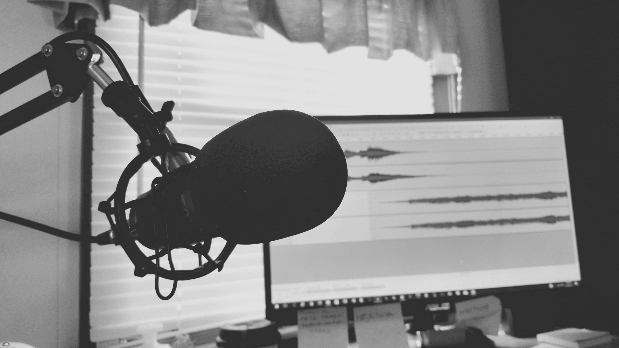 black and white podcast mic