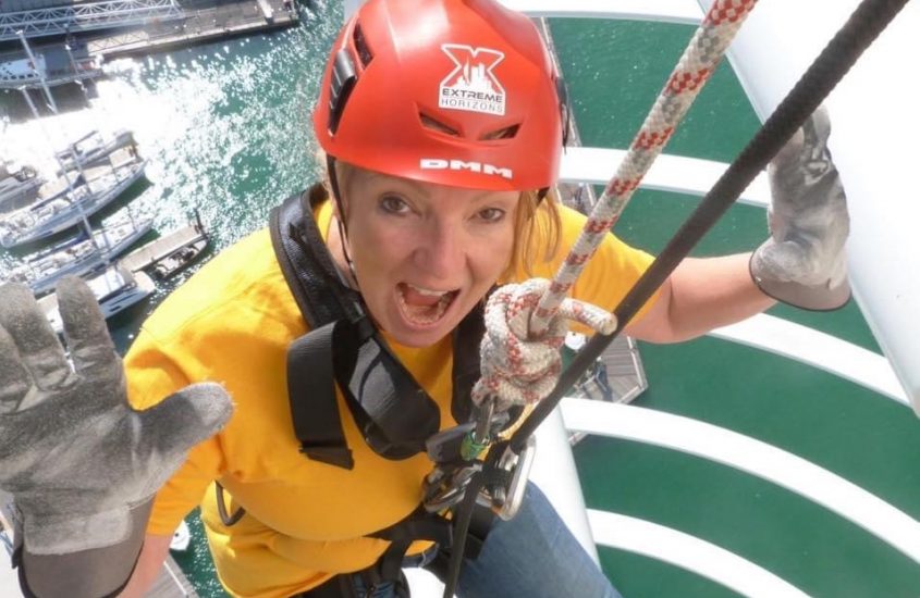 Local business women descends 180m on a rope and raised £7000 for Chestnut Tree House.